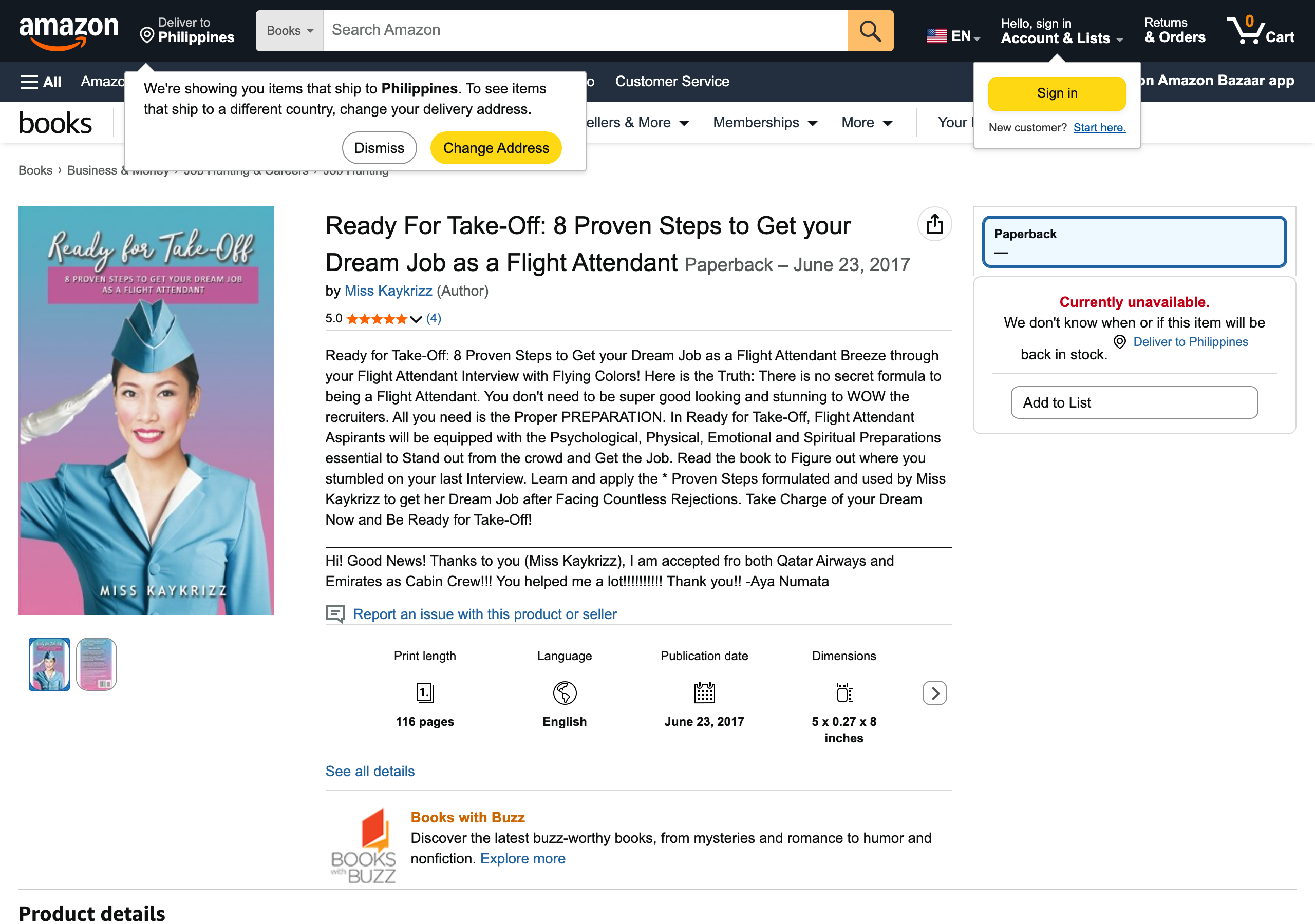 Ready for Take-Off book listing proof