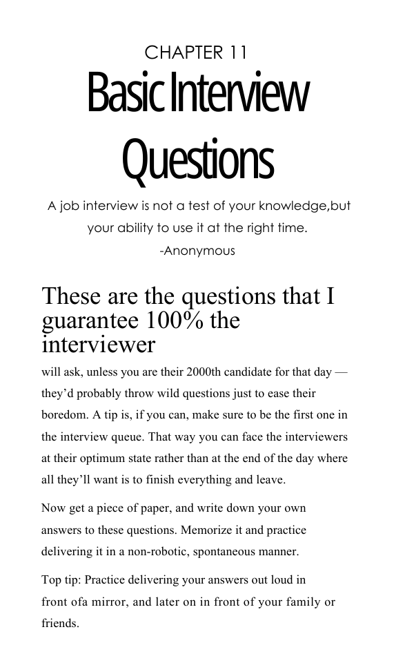 Interior preview page introducing the basic flight attendant interview questions