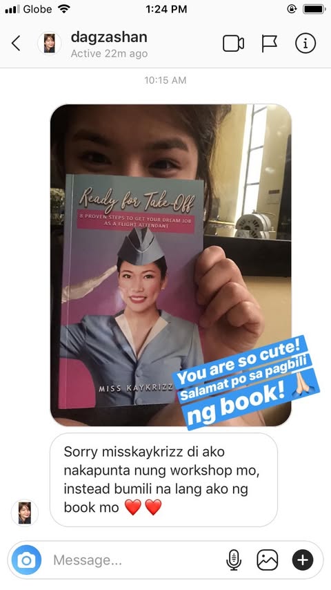 Reader message holding the Ready for Take-Off book and thanking Ruth